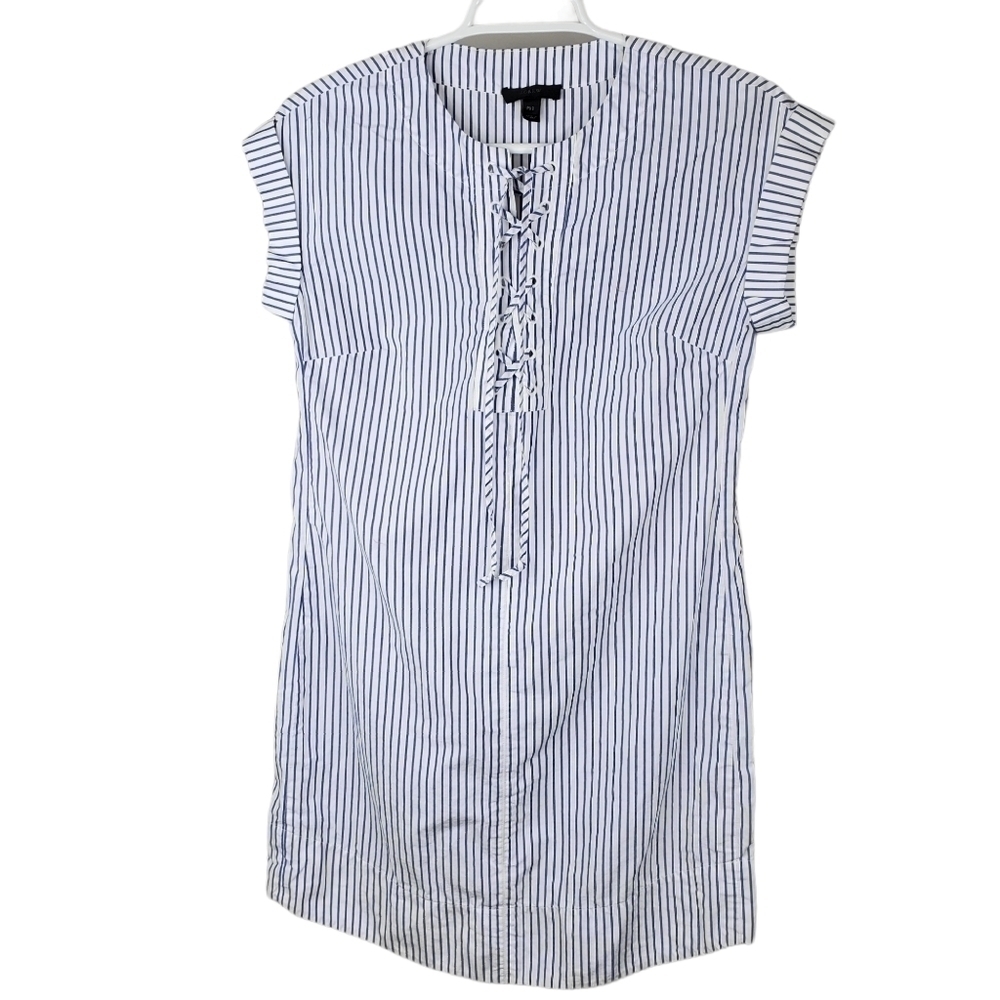 J Crew Striped Criss Cross Tie Dress Blue White